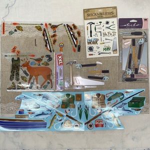 Scrapbook Stickers Bundle for Men Sportsman Hunting Fishing Tools